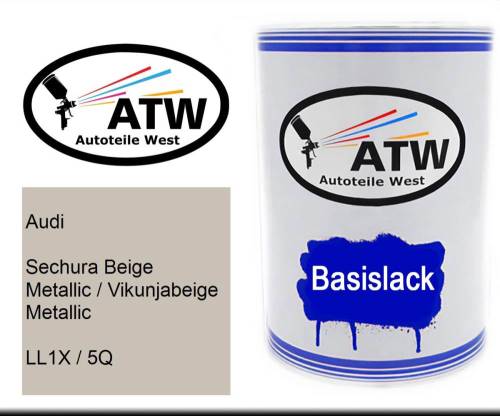 Audi, Sechura Beige Metallic / Vikunjabeige Metallic, LL1X / 5Q: 500ml Lackdose, von ATW Autoteile West.